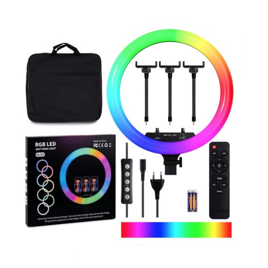 SUPORTE RINGLIGHT MJ45 COM SUPORTE PARA TELEFONE E TRIPÉ 18,0" PRETO SUPORTE RINGLIGHT MJ45 COM SUPORTE PARA TELEFONE E TRIPÉ 18,0" PRETO